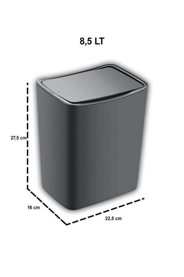 Touch Çöp Kovası 8,5 Litre Bas Aç Kapak TRN-183 Gri - 1