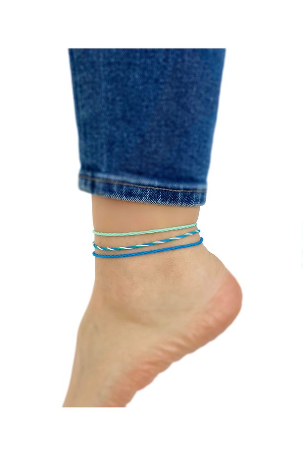 3'lü Unisex İp Halhal Kombin Mavi set - 2