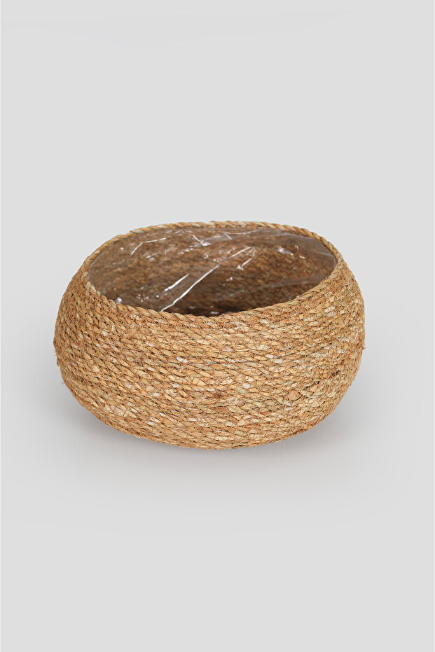 Natural Weave Flower Pot, Waterproof Inner Coating, Home/Office Decoration Basket