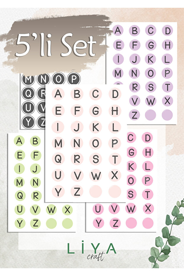 Five Color Alphabet Sticker Set