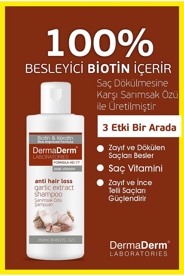 2 Adet Saç Dökülmesine Karşı Biotin Ve Keratin Içeren Sarımsak Özlü Şampuan 250ml. - 4
