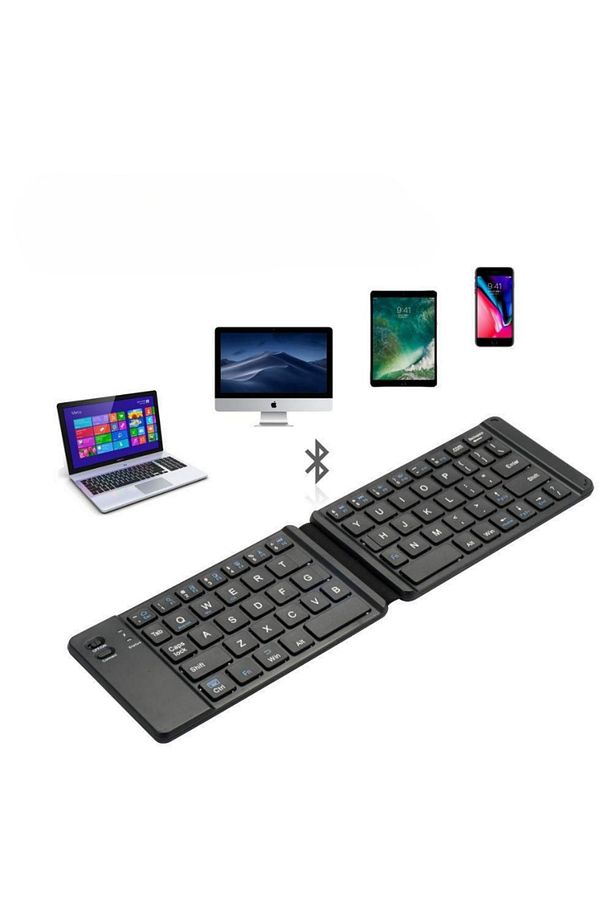 Katlanabilir Mini Bluetooth Klavye Android/iOS/PC Uyumlu Şarjlı Taşınabilir - 1