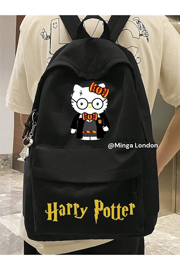 Black Hello Kitty Costume Double Printed School, Classroom, Course Backpack