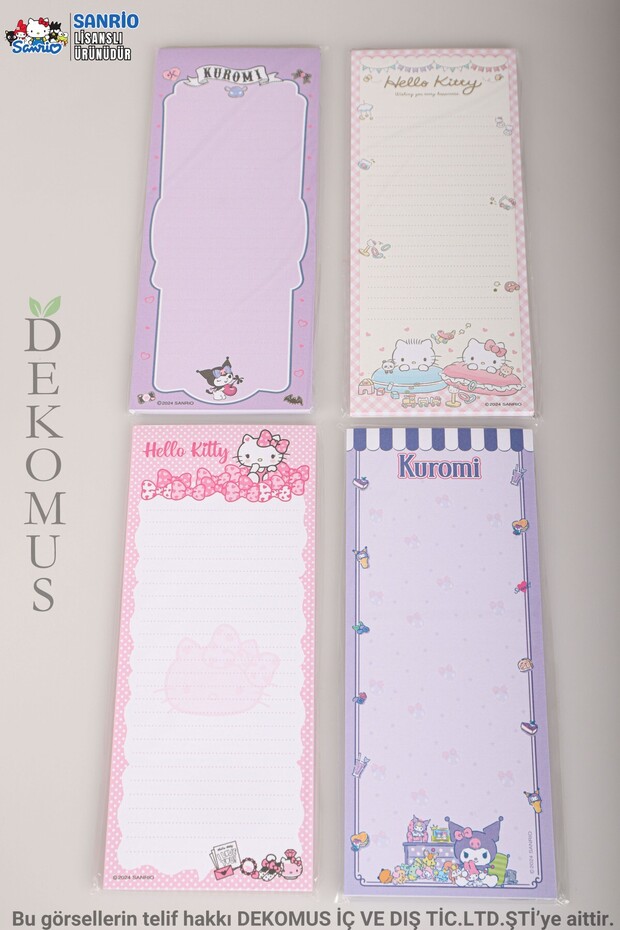 Licensed Kuromi and Hello Kitty Bekonet Notes Block-Note 2 Sets 9X22 См