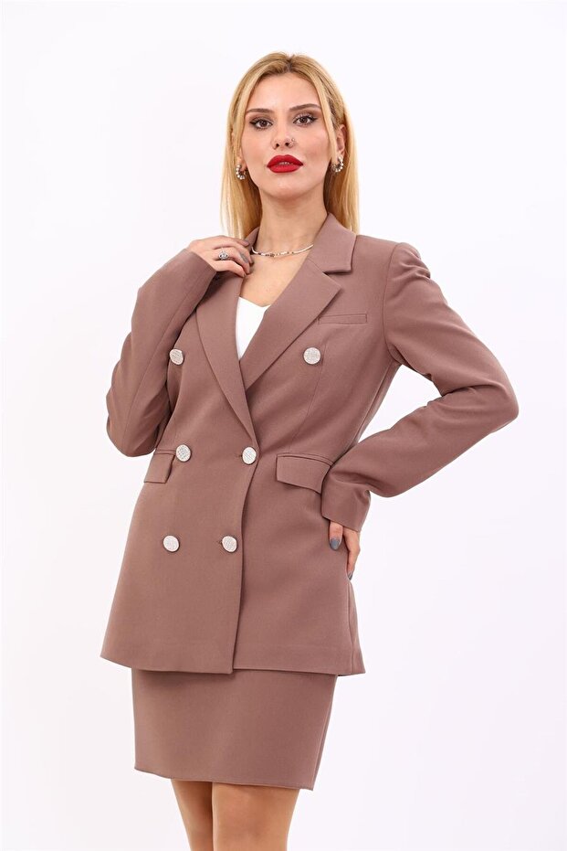 Men's Collared Kuruvaze Blazer Jacket - Brown - 1034100