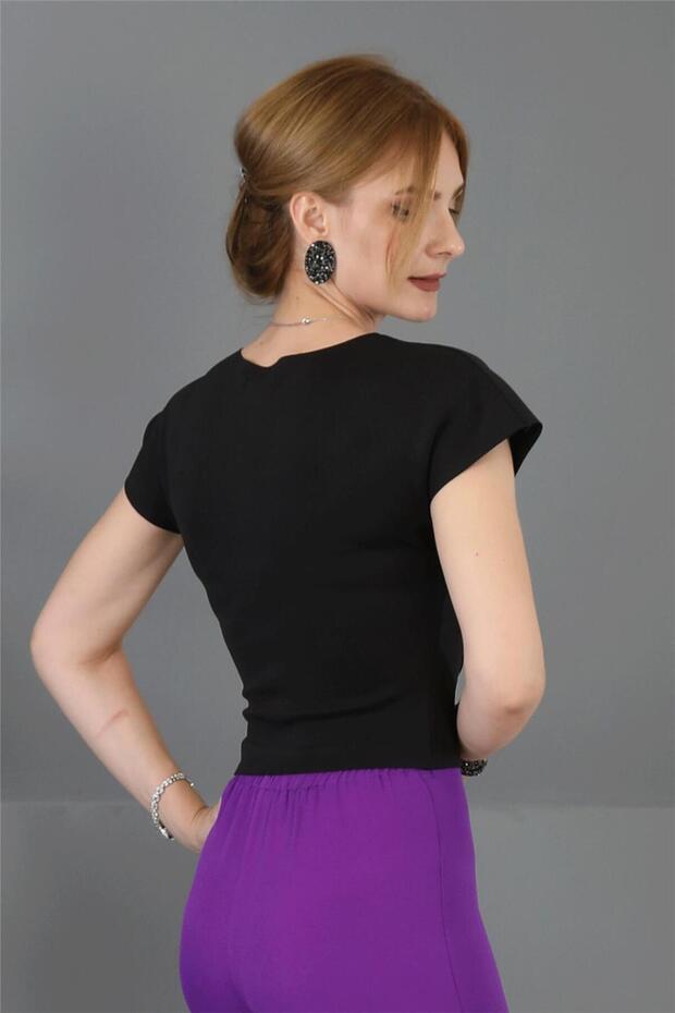 İspanyol Paça Pantolon-Mor - 4