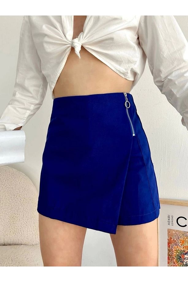 Gabardin fermuarlı şort etek S24906 - 4