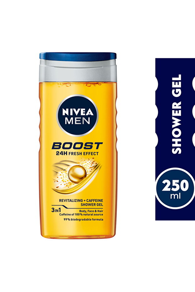Men 3in1 Boost Revitalizing + Caffeine Shower Gel 250ml – Body, Face & Hair Wash