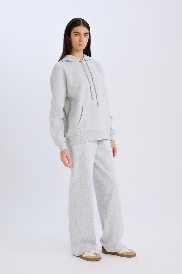 Straight Fit Kalın Eşofman Altı Beli Lastikli Cepli Yüksek Bel Basic Düz B8571ax24wn - 2