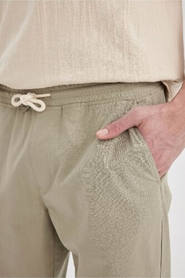 Yazlık Jogger Pantolon Pamuklu Dar Paça Beli Bağcıklı Lastikli Cepli Z6475az24sp - 4