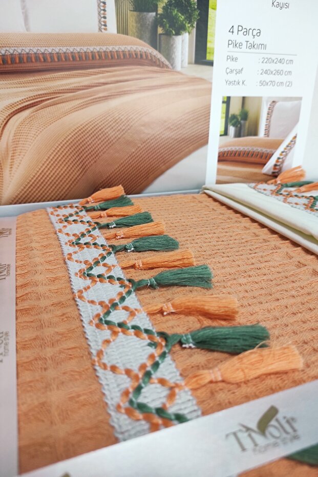 4 Piece Double Tasseled Pool Pique Set - 5