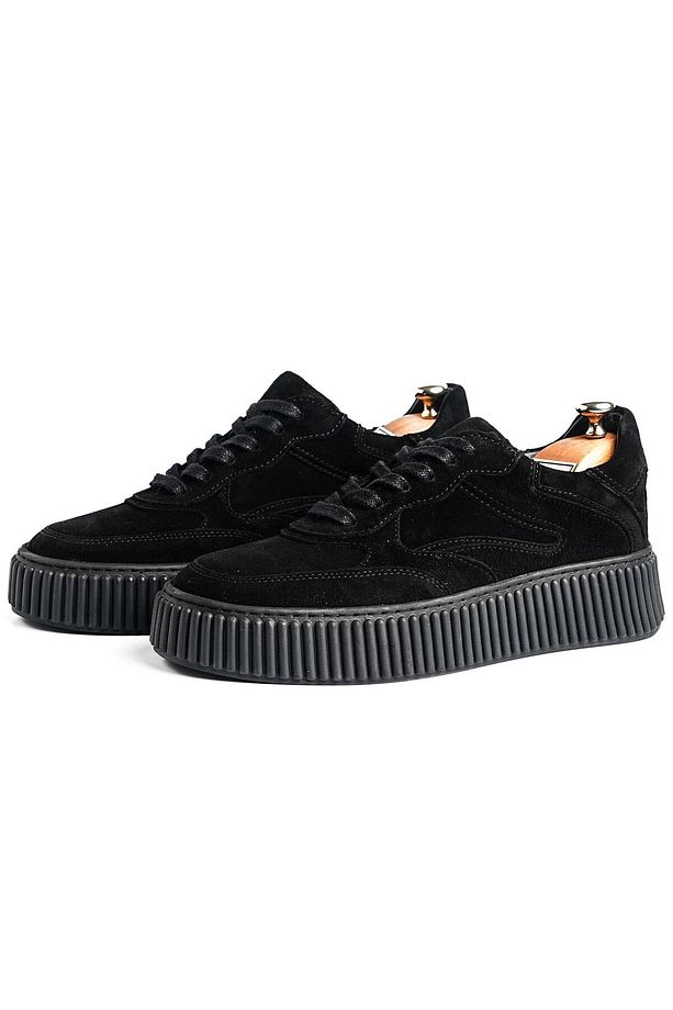 Pgup Model Hakiki Deri El Yapımı Erkek Siyah Süet Sneaker Ayakkabı - 1