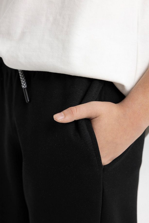 Erkek Çocuk Siyah Beli Paçası Lastikli Cepli Basic Düz Jogger Eşofman Altı C2093a824sp - 5