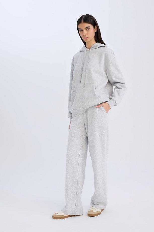 Straight Fit Kalın Eşofman Altı Beli Lastikli Cepli Yüksek Bel Basic Düz B8571ax24wn - 4