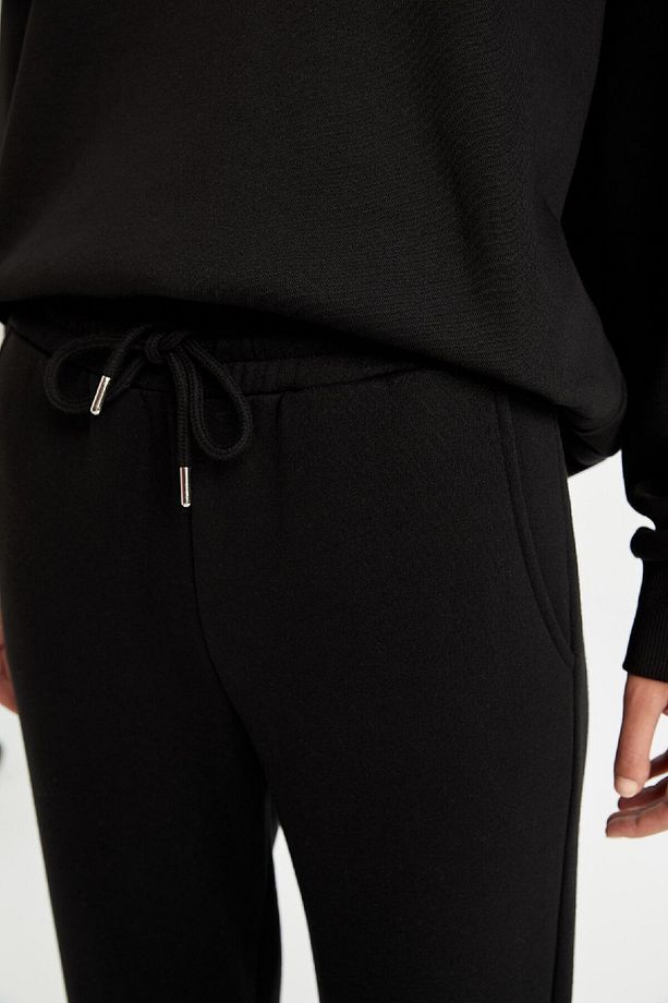 Kalın Jogger Eşofman Altı Beli Paçası Lastikli Bağcıklı Basic Düz Cepli W1505az24wn - 5