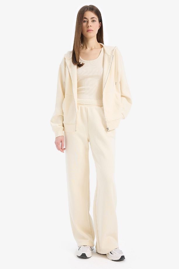 Straight Fit Kalın Eşofman Altı Cepli Beli Lastikli Basic Düz Yüksek Bel Geniş Bol Paça B8571ax25sp - 4