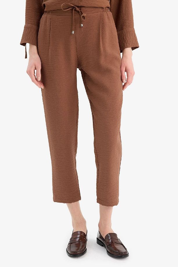 Jogger Pantolon Keten Görünümlü Cepli Yüksek Bel Düz Paça R0433AZ25SP - 1