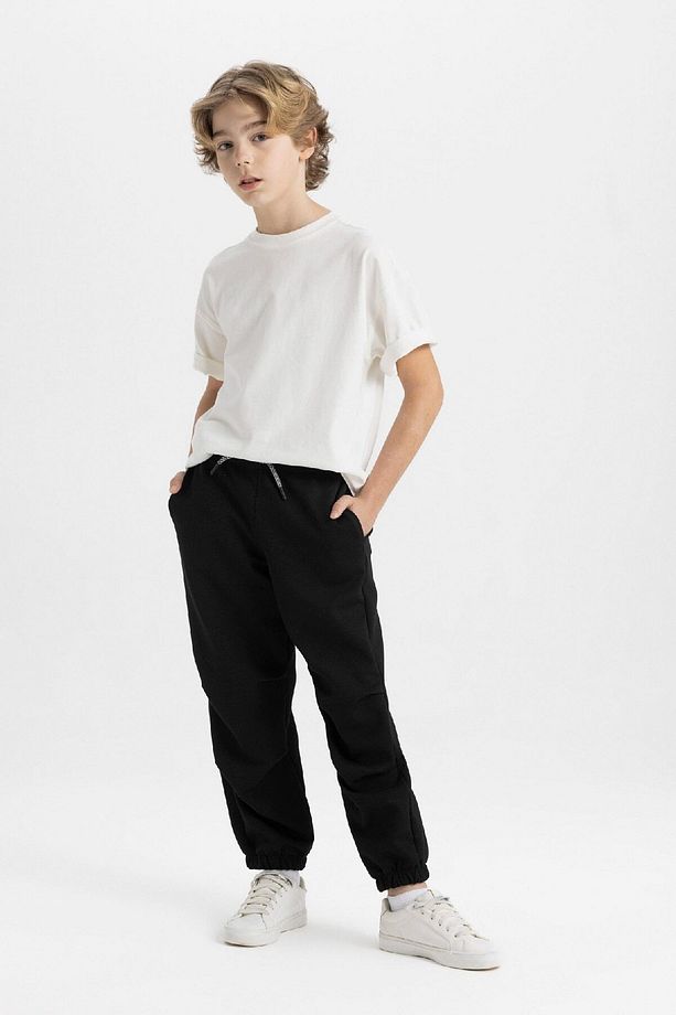 Erkek Çocuk Siyah Beli Paçası Lastikli Cepli Basic Düz Jogger Eşofman Altı C2093a824sp - 3