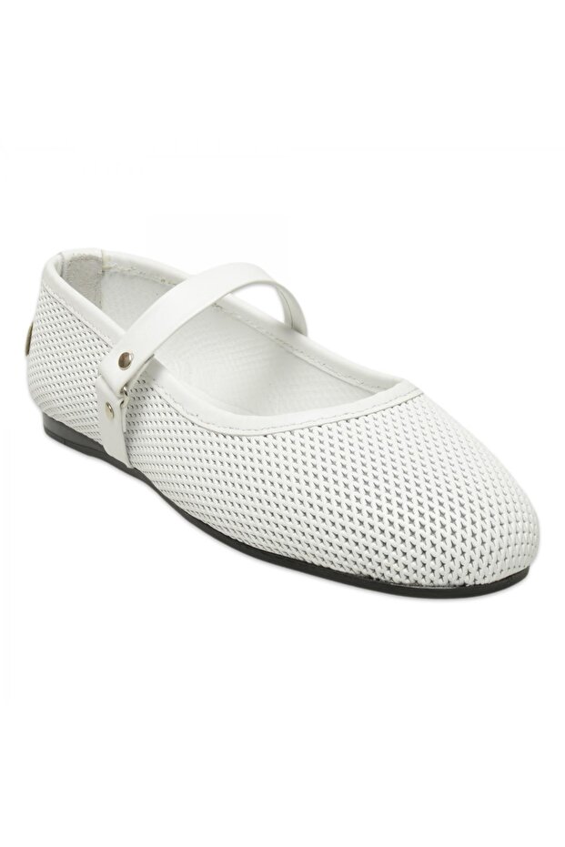 D25Ya-7085 Daily White Women's Ballerinas