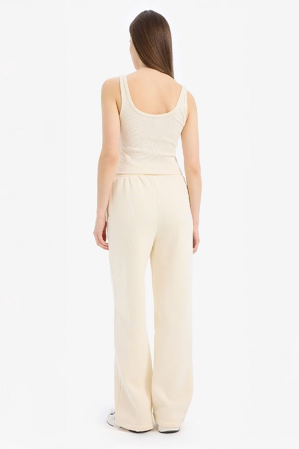 Straight Fit Kalın Eşofman Altı Cepli Beli Lastikli Basic Düz Yüksek Bel Geniş Bol Paça B8571ax25sp - 6
