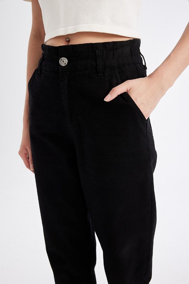 Paperbag Gabardin Kumaş Pantolon Yüksek Bel Cepli Basic Düz Standart Paça S2790az24wn - 6