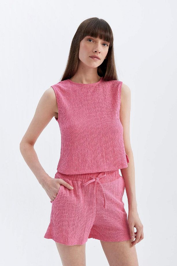 Regular Fit Normal Bel Düz Paça Bürümcük Şort D0568ax24sm - 4