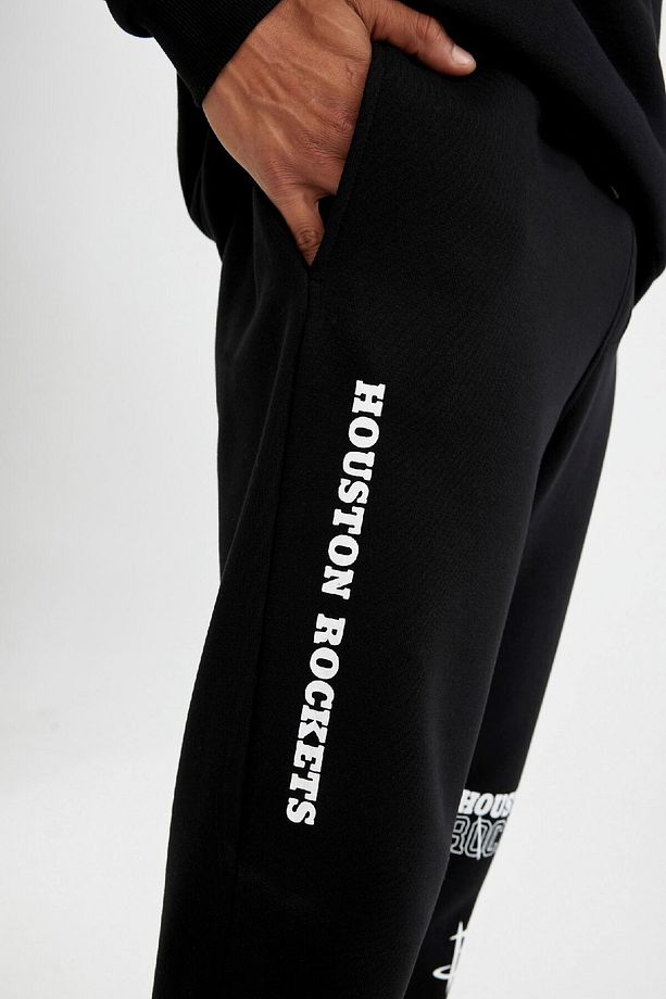 Fit Kalın Jogger Eşofman Altı Nba Houston Rockets Standart Fit Normal Kesim Cepli Düz Paça C - 5