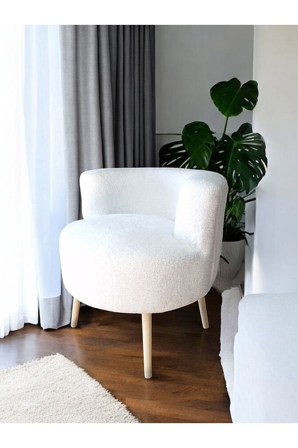 Nova Teddy Kumaş Geniş Oturma Alanlı Berjer, Salon, Yatak Odası, Makyaj Masası, Kahve Köşesi - 1