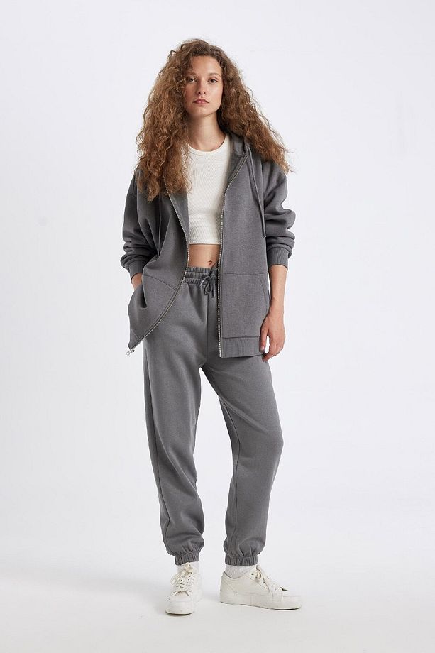Standart Fit Kalın Jogger Eşofman Altı Bel Paça Lastikli Basic Düz Uzun Boy S7370az24wn - 4