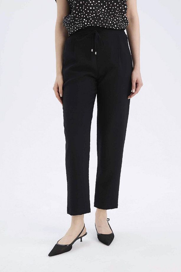 Jogger Pantolon Keten Görünümlü Cepli Yüksek Bel Düz Paça R0433AZ25SP - 1