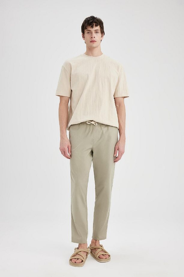 Yazlık Jogger Pantolon Pamuklu Dar Paça Beli Bağcıklı Lastikli Cepli Z6475az24sp - 3