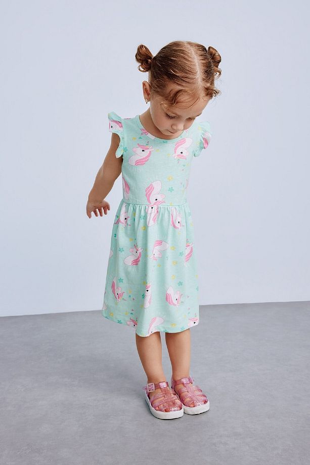 Kız Bebek Desenli Kısa Kollu Elbise A0136a525sm - 1