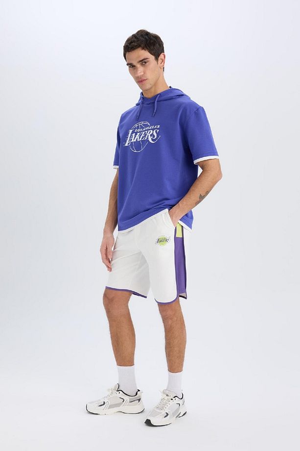 DeFactoFit NBA Los Angeles Lakers Standart Fit Kısa Paça Şort W9811AZ25SP - 4