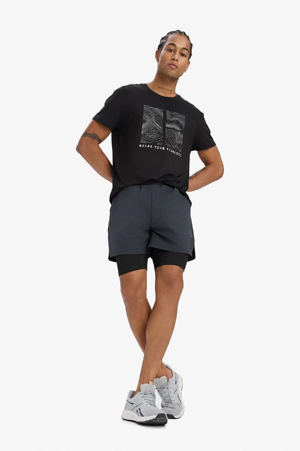 DeFactoFit Slim Fit Dar Kesim Sporcu Taytlı Dokuma Şort D7809AX25SP - 5