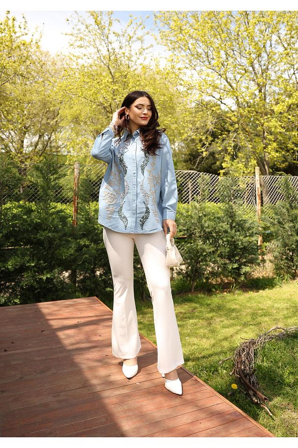 DADALİ İSPANYOL PAÇA PANTALON EKRU - 1