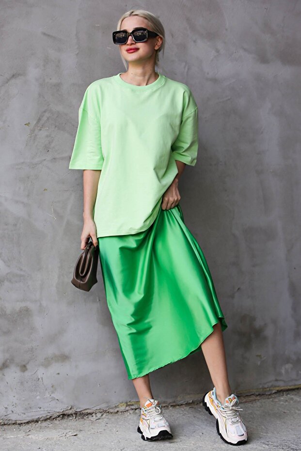 Ανοιχτό πράσινο μπλουζάκι Basic oversized MG1687 - 3