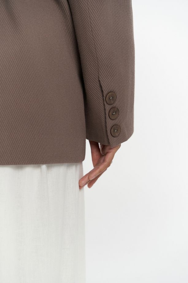 Solara Arkası Düğmeli Mocha Blazer - 8