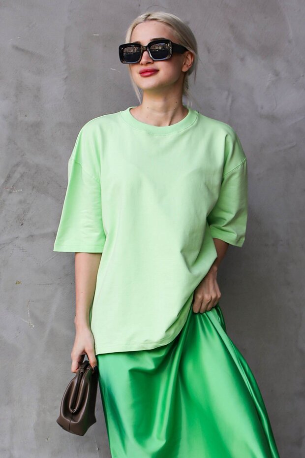 Ανοιχτό πράσινο μπλουζάκι Basic oversized MG1687 - 4