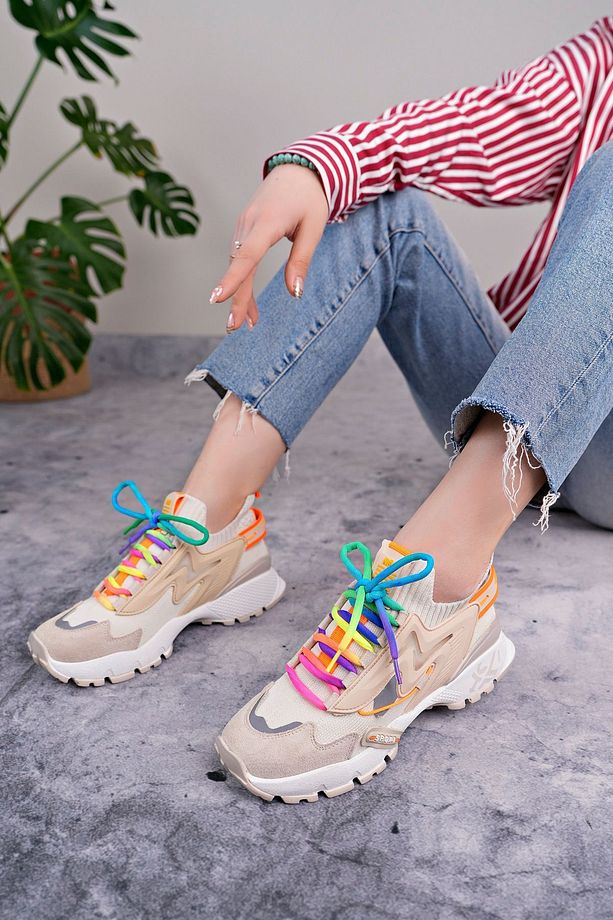 Ozzi Yüksek Tabanlı Renkli Bağcıklı Sneaker - 3