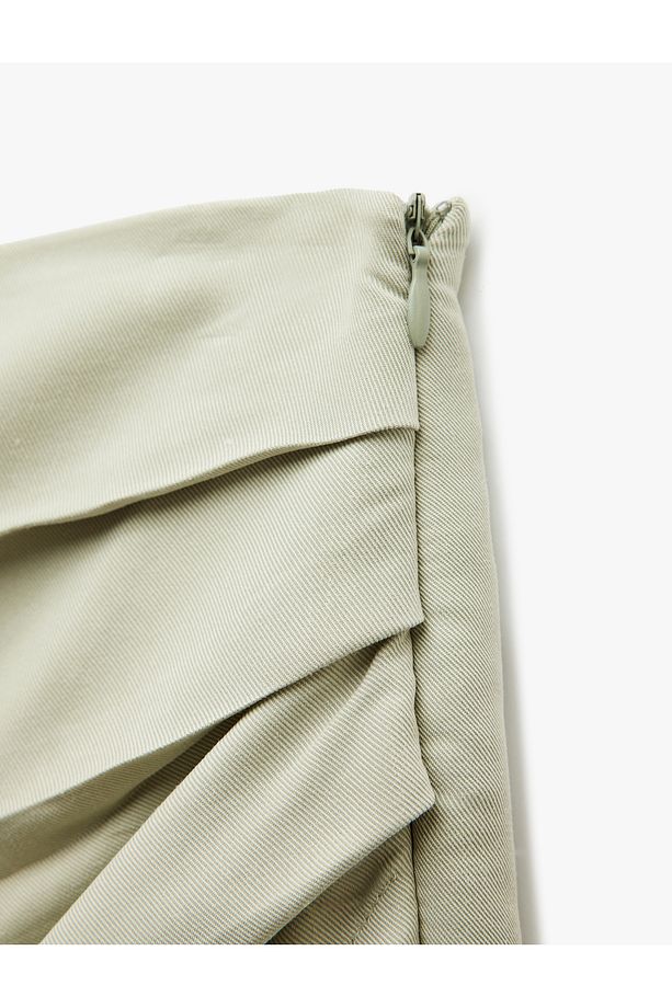 Modal Kumaş Drape Detaylı Kruvaze Mini Şort Etek - 6