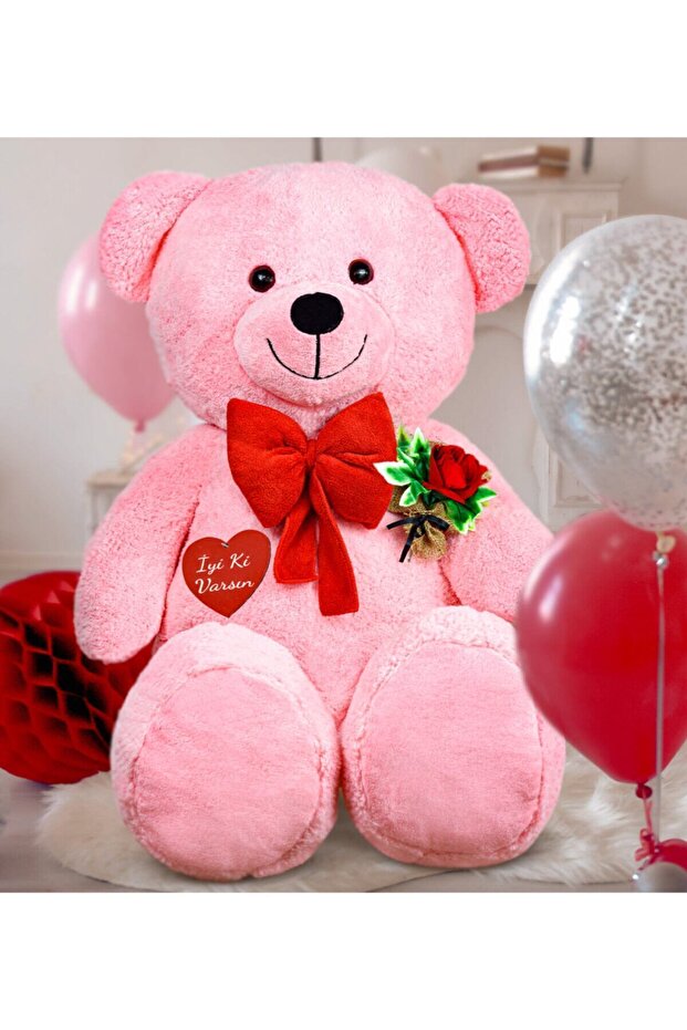 130 Cm Large Teddy Bear with Rose and Heart Bow Tie 100% Domestic