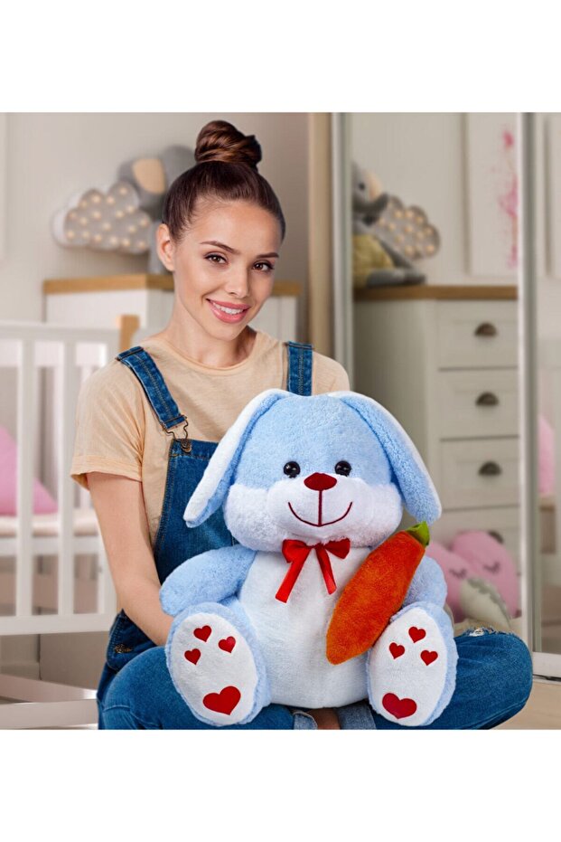 Cute 80 cm Rabbit Holding a Carrot in Her Hand