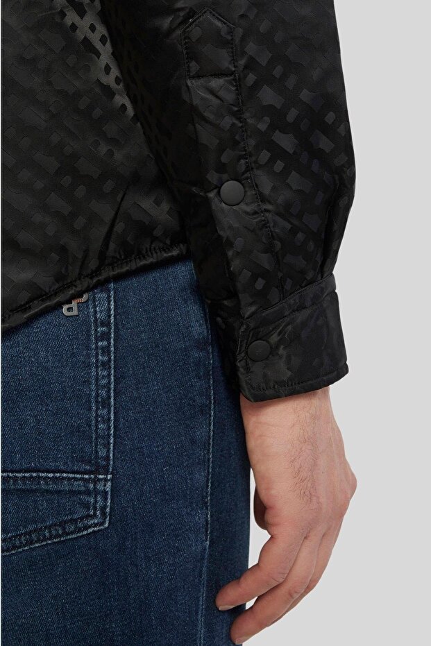 Monogram Logolu Regular Fit Erkek Gömlek Siyah - 4