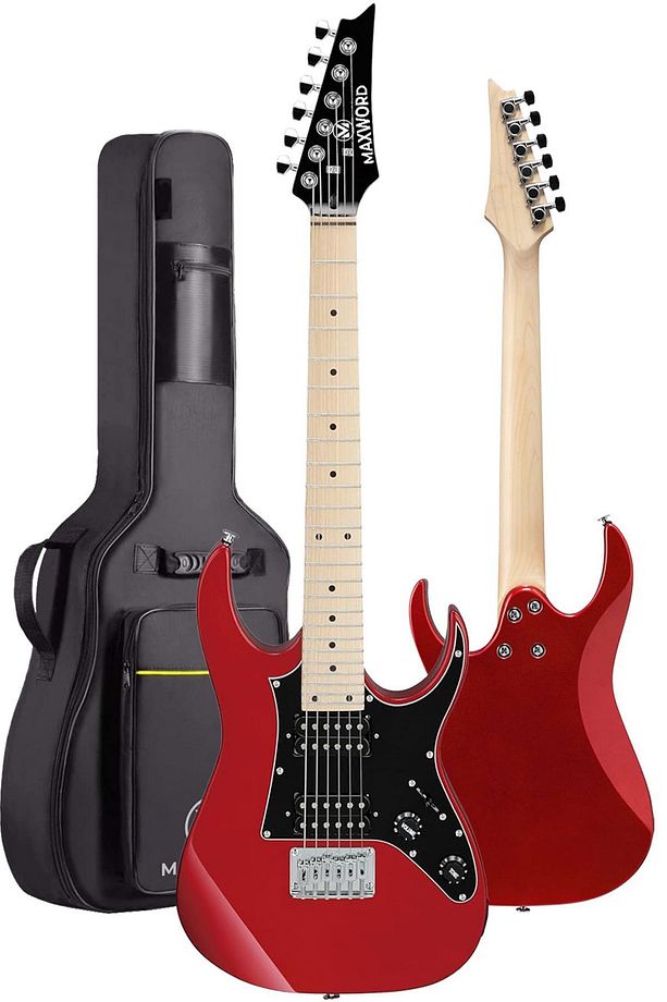 De-150rd-25amp Maple Klavye Hh Yüksek Kaliteli 25w Amfili Elektro Gitar Seti - 5