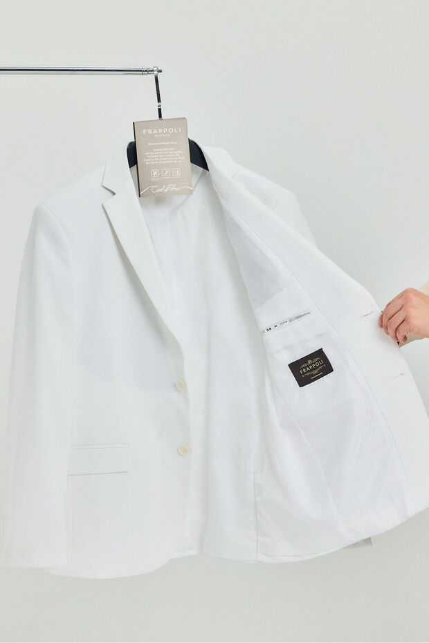 Baselnaa Men's White Battal Large Size Slim-Fit Lined Button Basic Blazer Jacket