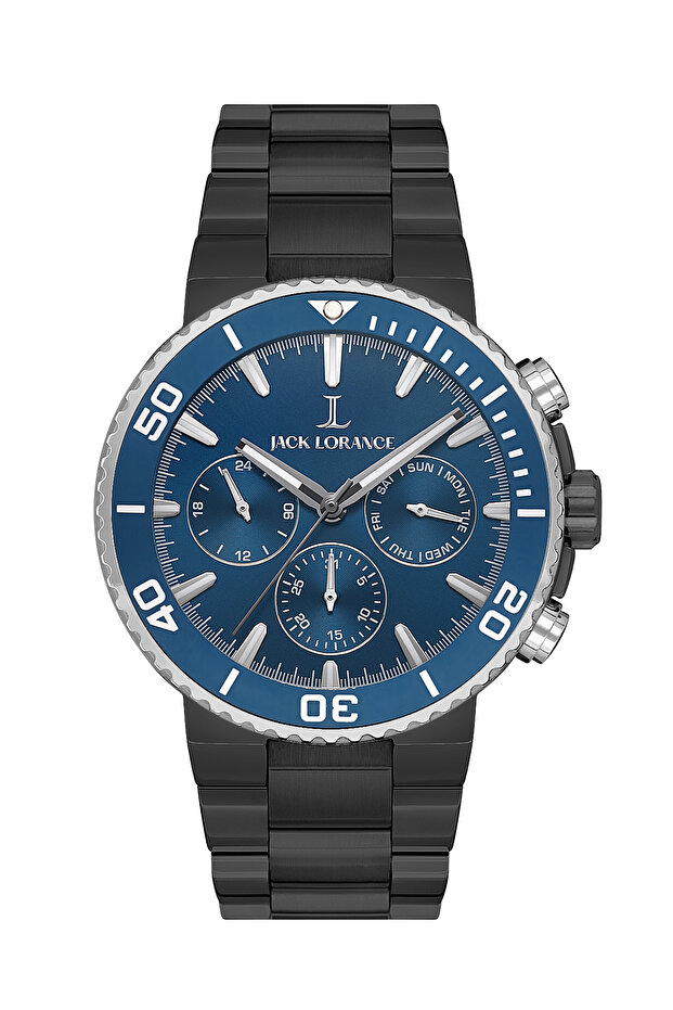 Jls0406205 Navy Blue & Metallic Steel Men's Wristwatch