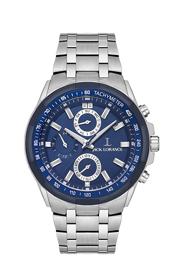 Jls0234102 Navy Blue & Silver Steel Men's Wristwatch