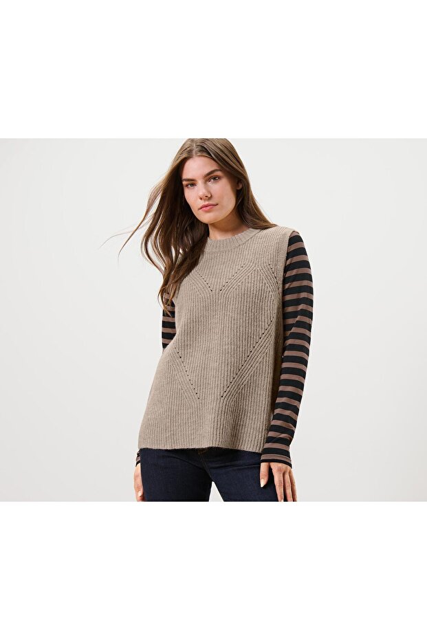 Örgü Süveter, Kırçıllı Bej - 1