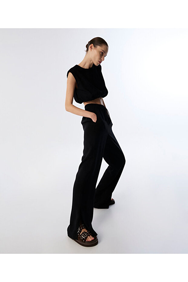 ELASTİK BEL WIDE LEG FİT PANTOLON - 2