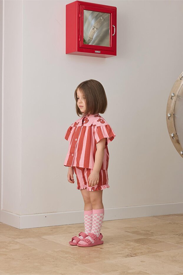 Kiremit Çizgili Poplin Takım - 3